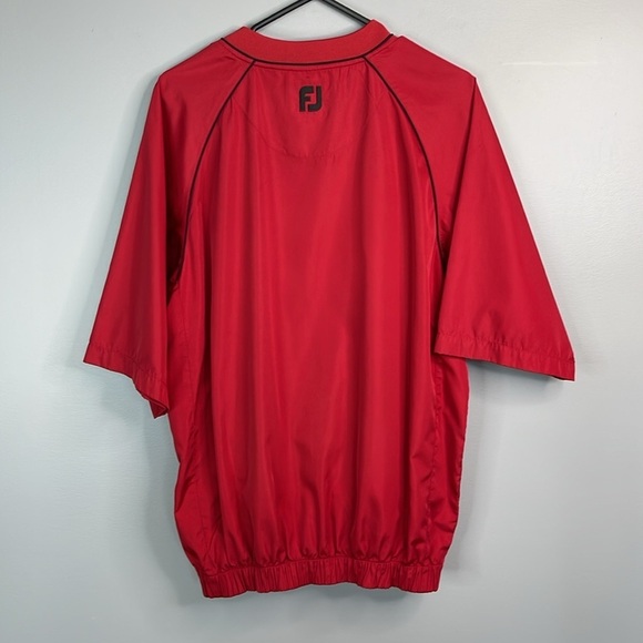 FootJoy Mens Red Windbreaker Shirt Jacket Red V-Neck Short Sleeve Pockets Golf S - Picture 8 of 12